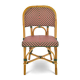 Chaise de Bistrot en Rotin Français Valence - Gros Diamants - Vert/Rose - Tissage Simple - Vert