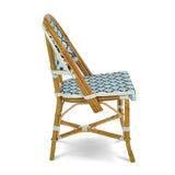 Chaise de Bistrot Française en Rotin Valence - Les Croix - Blanc/Bleu Marine/Bleu Ciel