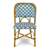Chaise de Bistrot Française en Rotin Valence - Les Croix - Blanc/Bleu Marine/Bleu Ciel