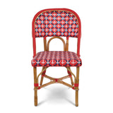 Chaise de Bistrot Française en Rotin Valence - Les Croix - Rouge/Bleu Marine/Blanc