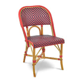 Chaise de Bistrot Française en Rotin Valence - Gros Diamants - Rouge/Bleu Marine