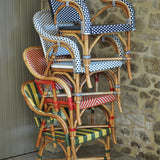 Fauteuil Paris French Bistro en Rotin - Petits Carrés - Blanc/Noir