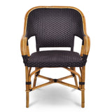 Fauteuil de Bistrot Français en Rotin Cannes - Petits Carrés - Noir