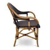 Fauteuil de Bistrot Français en Rotin Cannes - Petits Carrés - Noir