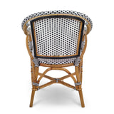 Fauteuil Paris French Bistro en Rotin - Petits Carrés - Blanc/Noir