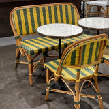 Banquette en Rotin Bistrot Français Valence (Sofa), 2 Places - Flèches avec Rayures - Vert/Jaune/Or
