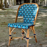 Chaise Bistro en Rotin Saint Tropez - Les Croix - Bleu Ciel/Bleu Marine/Blanc