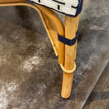 Banquette en Rotin Bistrot Français Valence (Sofa), 2 Places - Motif Vertical - Blanc/Argent/Bleu Marine