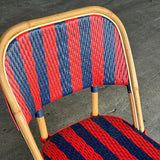 Chaise de Bistrot en Rotin Biarritz - Flèches et Rayures - Bleu Marine/Rouge