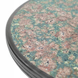 Table de bistrot française en granit rose et gris, hauteur bar, diamètre 51 cm