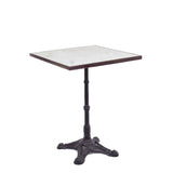 Table Carré de Bistrot Française en Marbre Blanc Italien de Carrare, Diamètre 51 cm