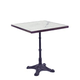 Table Carré de Bistrot Française en Marbre Blanc Italien de Carrare, Diamètre 61 cm