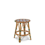 Tabouret Bas en Rotin Valence French Bistro - Fleurs - Blanc/Vert/Orange