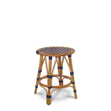 Tabouret Bas en Rotin Valence French Bistro - Petits Carrés - Bleu Marine/Or