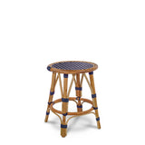 Tabouret Bas en Rotin Valence French Bistro - Petits Carrés - Bleu Marine/Blanc